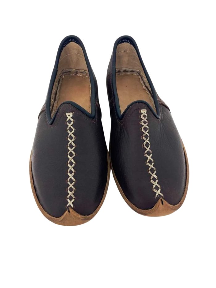 Kahverengi Geleneksel El Yapımı Yemeni Hakiki Deri Ayakkabı - Görsel 2