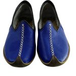 Okçubaba Geleneksel El Yapımı Mavi Yemeni - Hakiki Deri Ayakkabı ve Camış Derisi Taban