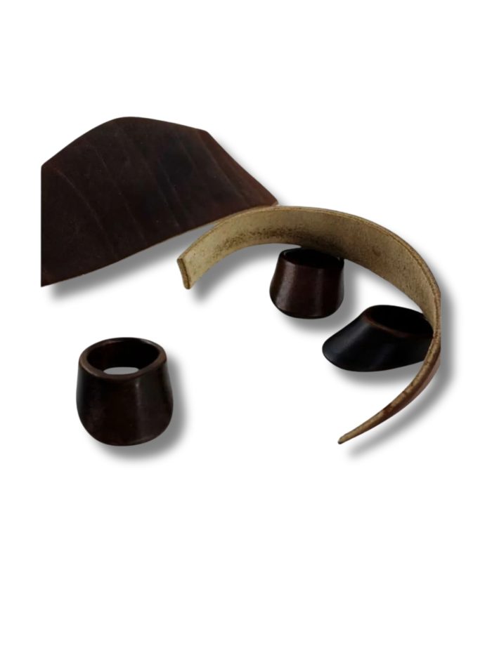 El Yapımı Kösele Zihgir Kahverengi Geleneksel Okçuluk Atış Yüzüğü - Görsel 2