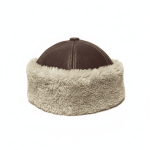 Okçubaba El Yapımı Kürklü Hakiki Deri Kahverengi Börk Şapka - Soğuk Geçirmez Geleneksel Başlık