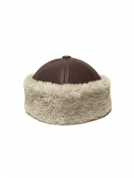 Okçubaba El Yapımı Kürklü Hakiki Deri Kahverengi Börk Şapka - Soğuk Geçirmez Geleneksel Başlık