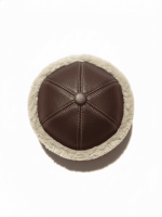 Börk Şapka El Yapımı Kürklü Hakiki Deri Kahverengi Soğuk Geçirmez Gelenksel Başlık - Görsel 2