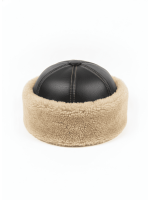 Okçubaba El Yapımı Hakiki Deri Kürklü Siyah Börk - Soğuk Geçirmez Geleneksel Türk Başlığı