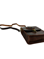 El Yapımı Çift Başlı Kartal Figürlü Hakiki Deri Okçuluk Omuz Çantası - Görsel 3