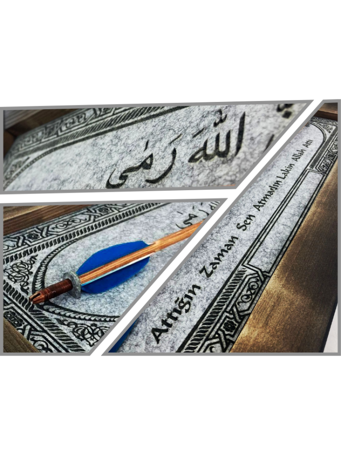 El Yapımı 'Attığın Zaman Sen Atmadın Lakin Allah Attı' Ahşap İslami Tablo - Görsel 2