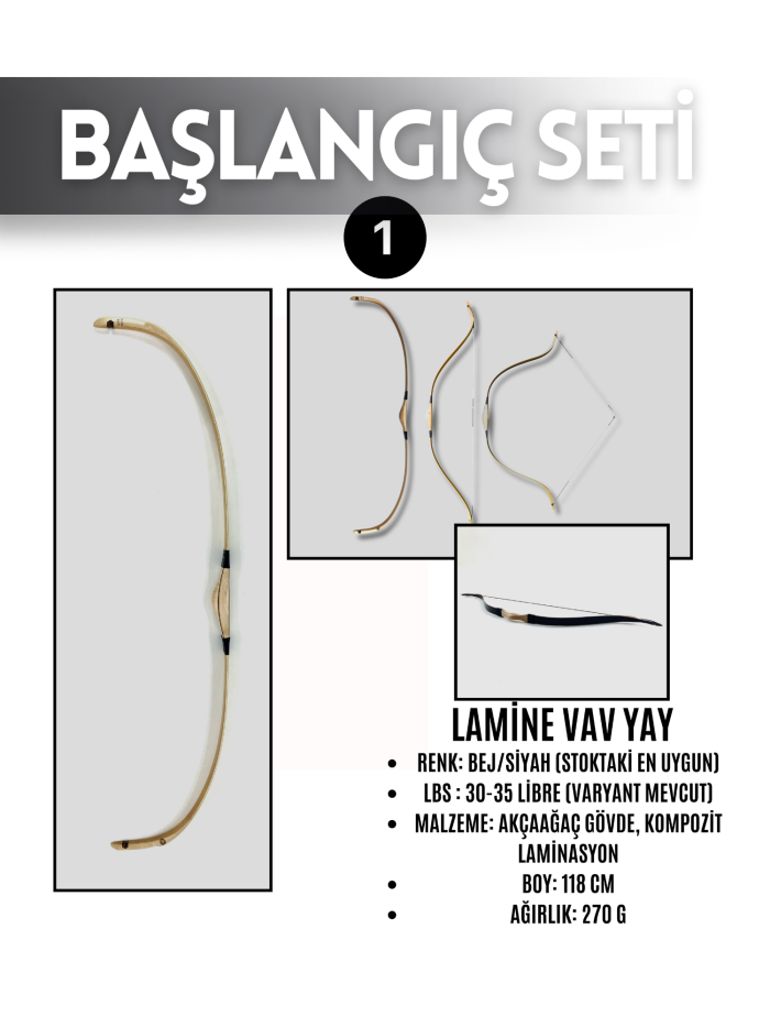 Geleneksel Okçuluk Seti Lamine Vav Set (Vav Yay-3 Ok-Zihgir-Tirkeş) - Görsel 2