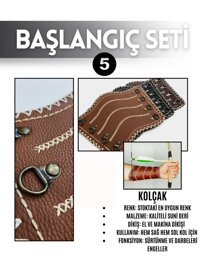 Geleneksel Okçuluk Seti Lamine Vav Set (Vav Yay-5 Ok-Zihgir-Tirkeş-Kolçak-Eldiven) - Görsel 6