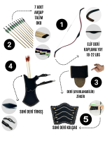 Okçubaba Geleneksel Okçuluk Başlangıç Seti - Kaplamalı Elif Yay 7 Ok Kolçak Zihgir Tirkeş