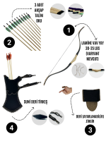 Okçubaba Geleneksel Okçuluk Seti - Lamine Vav Yay, Talim Oku ve Zihgir Donanımı