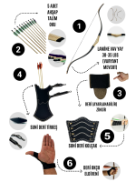 Okçubaba Okçuluk Seti - Lamine Vav Yay 5 Ok Kolçak ve Eldiven Paketi