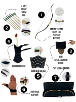 Okçubaba Profesyonel Okçuluk Seti - Lamine Vav Yay 7 Ok Taşıma Çantası ve Koruyucu Ekipmanlar