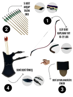 Okçubaba Başlangıç Seti Elif - Kaplamalı Yay 5 Ok Zihgir Tirkeş